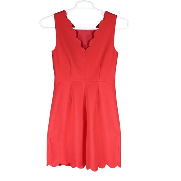 J Crew Womens 2 Coral Scallop Sleeveless Shift Dress Side Zip Timeless Career - Picture 5 of 14